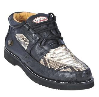 Los Altos Genuine Python with Ostrich Casual Shoe in Natural and Black